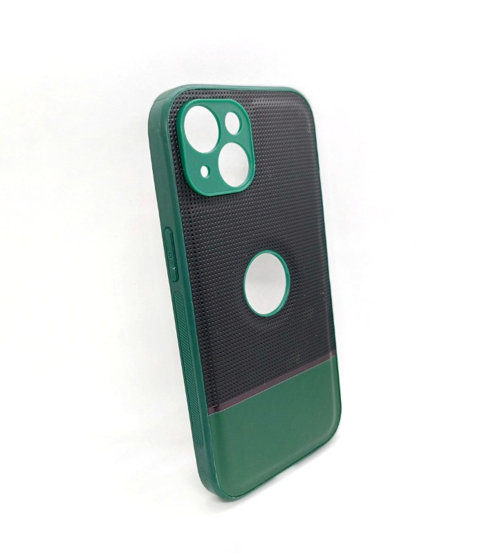 Green & Black iPhone 13 Cover, Semi-Leather Fabric new style