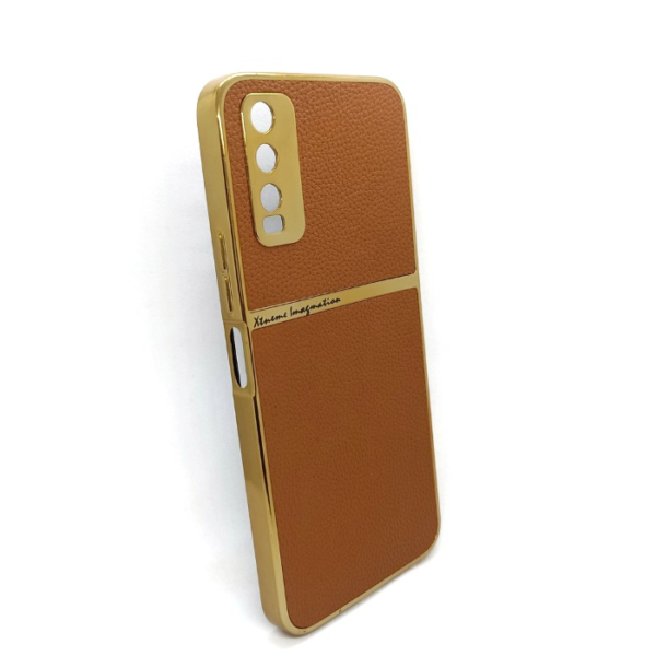 Vivo Y20 Semi-Leather Back Cover | Windsor Tan with Golden,new style