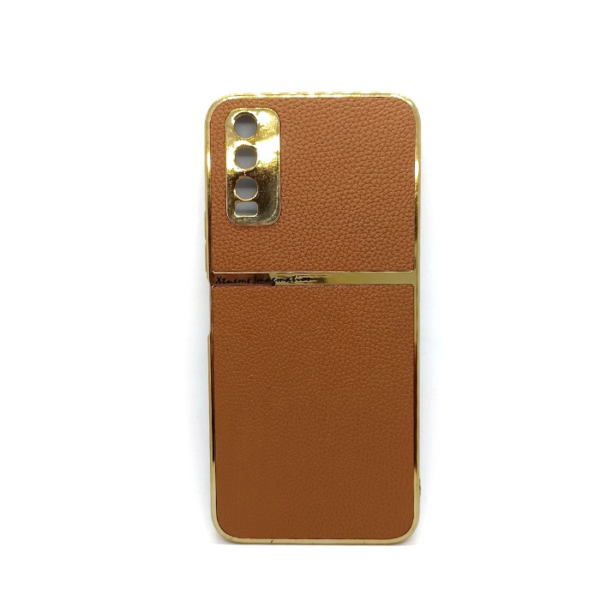 Vivo Y20 Semi-Leather Back Cover | Windsor Tan with Golden