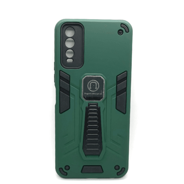 Vivo Y20 Stand Cover | Green Hard Cover with Stand for Convenience