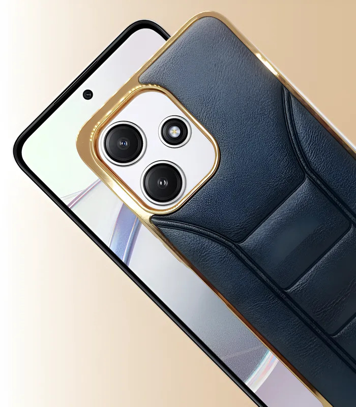 Best redmi 12 back cover | Semi Leather Back cover black - Image 2