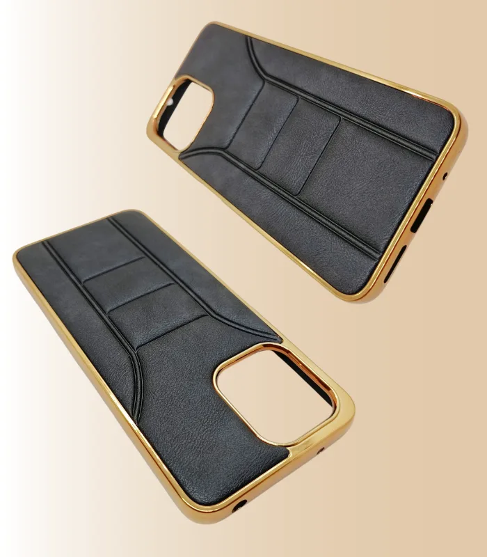 Best redmi 12 back cover | Semi Leather Back cover black - Image 6