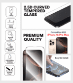 iPhone 16 Pro Max Tempered Glass – Strong Screen Shield - Image 2