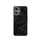 Black Graffiti Print Glossy Metal Back Cover – Urban Abstract Art Design