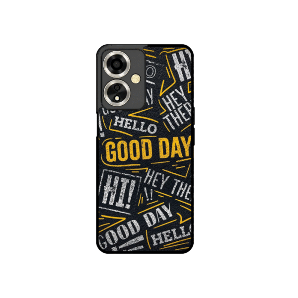 Good Day Hello Typography Metal Glossy Back Cover Design