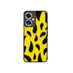 Stylish Feather Pattern Metal Back Cover – Glossy Yellow Nature Theme