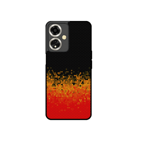 Oppo A59 Metal Glossy Gradient Back Cover – Red Black Orange Design