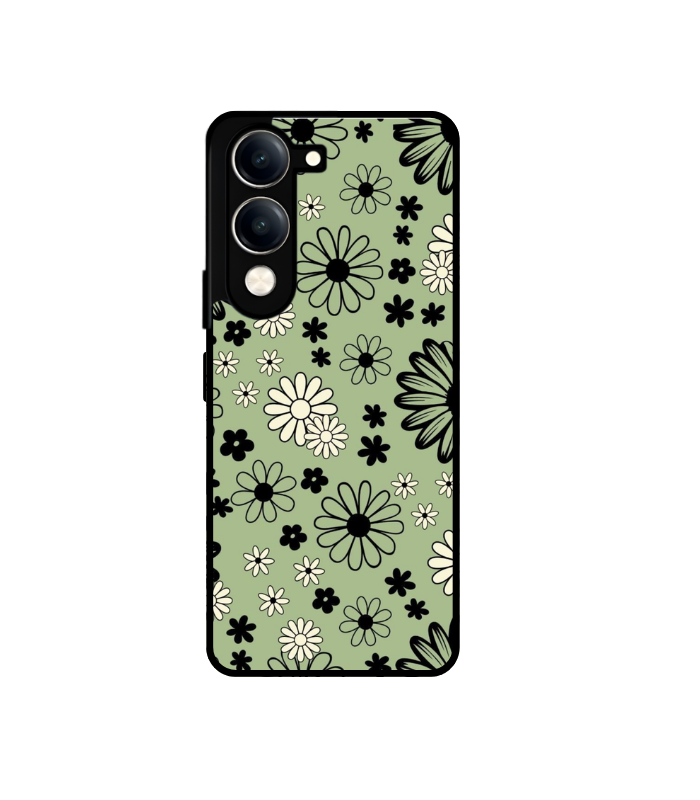 Vivo Y19 5G_lady_11 Flowered metal glossy back cover for vivo y19 5g - Image 1