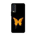 Butterfly art black metal glossy back cover all rounded protection