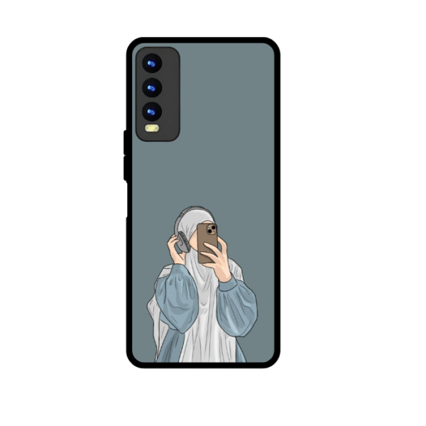 Modern hijabi girl weared headphone Premium glossy case