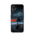 Romantic Sunset Couple Glossy Metal Back Cover For Oppo A58 5G