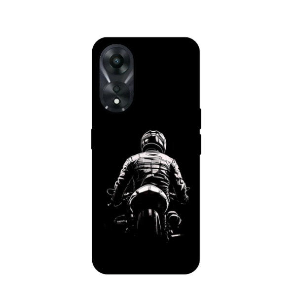 Stylish Motorbike Rider Glossy Metal Case For Oppo A58 5G