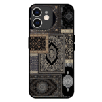 Black vintage rug iPhone 12 case royal persian pattern