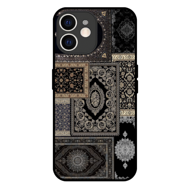 Black vintage rug iPhone 12 case royal persian pattern