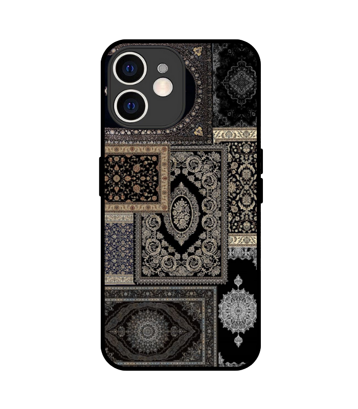 Iphone 12_zzz (6) Black vintage rug iPhone 12 case royal persian pattern