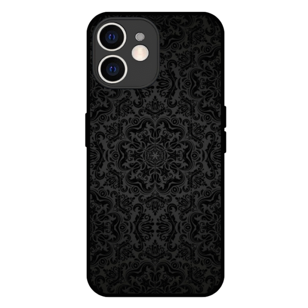 Black damask iPhone 12 case luxury dark pattern
