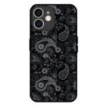 Black paisley iPhone 12 case ethnic boho pattern