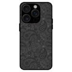 Black grey paisley iPhone 14 Pro Max case monochrome art pattern