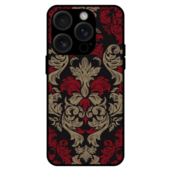 Red gold damask iPhone 14 Pro Max case royal baroque pattern