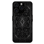 Black persian rug iPhone 14 Pro case vintage carpet pattern