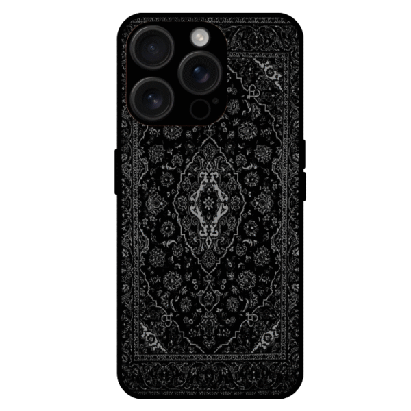 Black persian rug iPhone 14 Pro case vintage carpet pattern