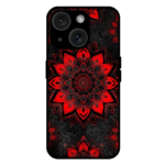Red mandala iPhone 14 case bold dark floral pattern
