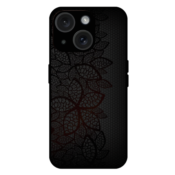 Dark floral mesh iPhone 14 case red black pattern