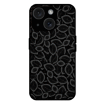 Black leaf pattern iPhone 14 case dark nature design