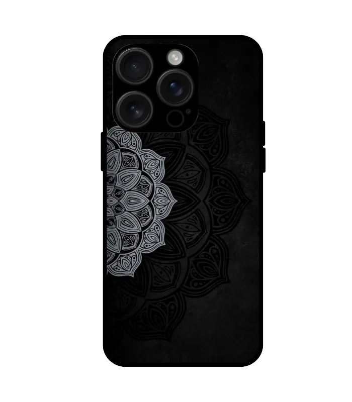 iPhone 15 Pro Max_zzz (33) Half mandala iPhone 15 Pro Max case monochrome floral pattern