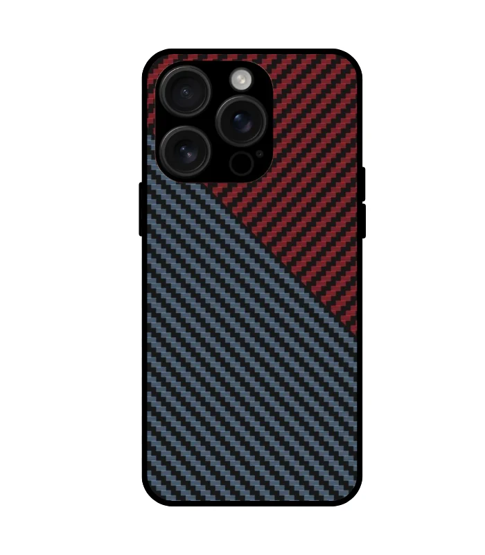 iPhone 15 Pro Max_zzz (35) Split carbon fiber iPhone 15 Pro Max case red and blue dual-tone pattern