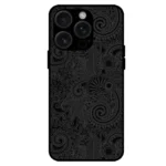 Black paisley iPhone 15 Pro Max case monochrome art pattern