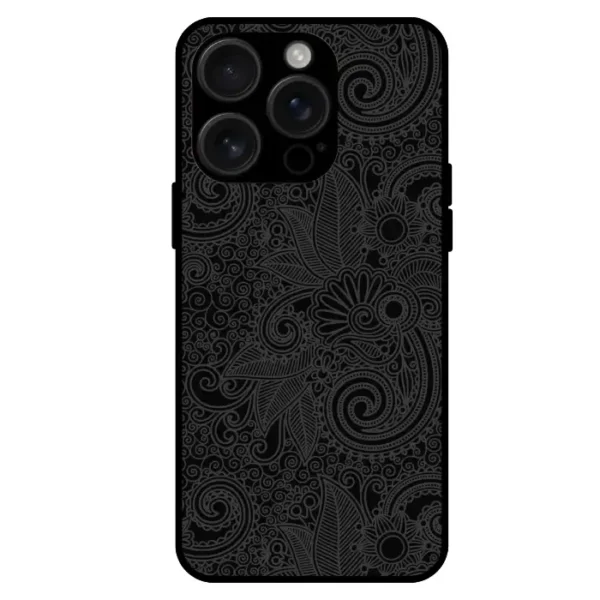 Black paisley iPhone 15 Pro Max case monochrome art pattern