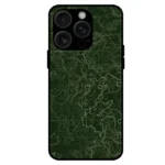 Dark green topographic iPhone 15 Pro Max case map art pattern