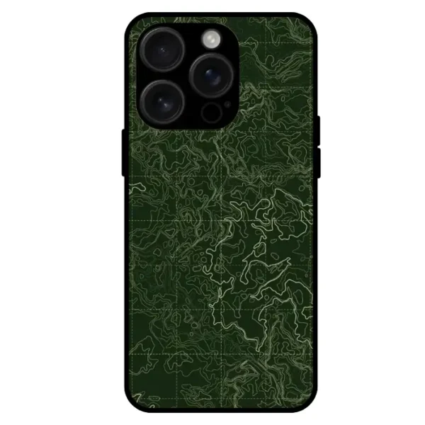 Dark green topographic iPhone 15 Pro Max case map art pattern
