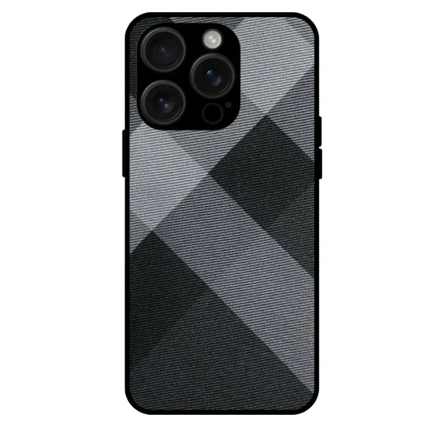 Black grey plaid iPhone 15 Pro Max case lumberjack check pattern