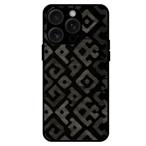 Black geometric iPhone 15 Pro Max case tribal art pattern