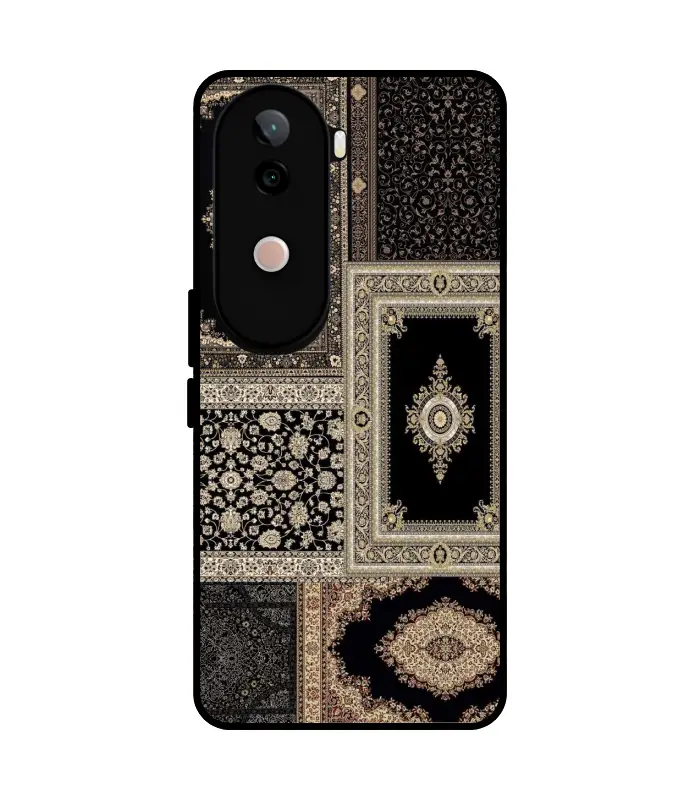 Pashemina design 2 Vivo V40E Pashmina Cover Black Gold | Premium Back Case - Image 1