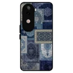 Vivo V40e 5G Pashmina design back cover with blue traditional pattern, stylish and premium mobile case