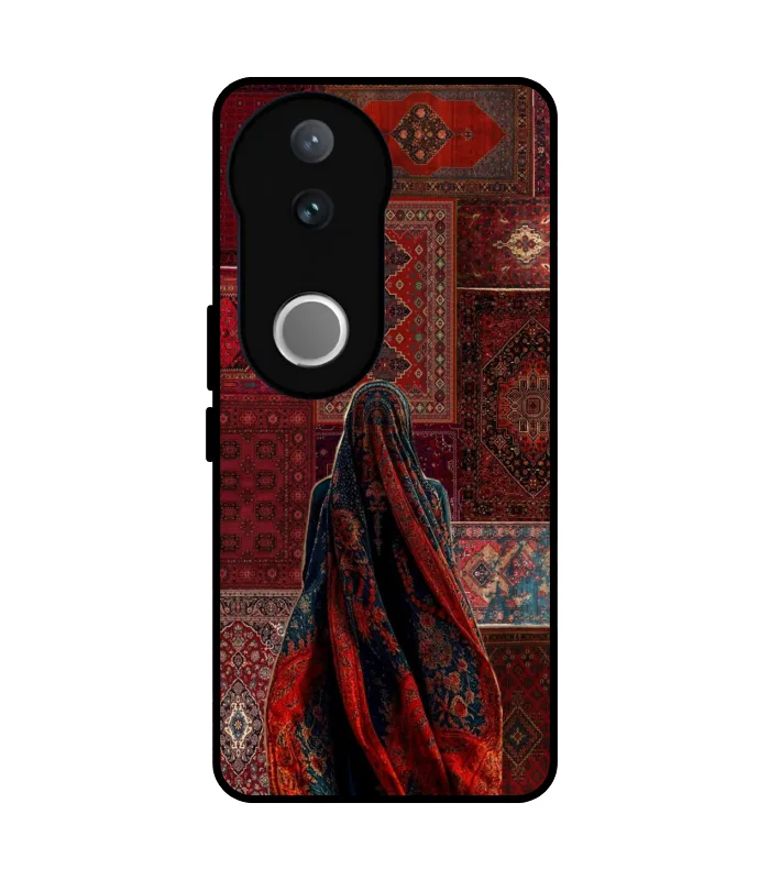 Pashmina design 8 Vivo V50 5G Pashmina Style Case Premium Red - Image 1