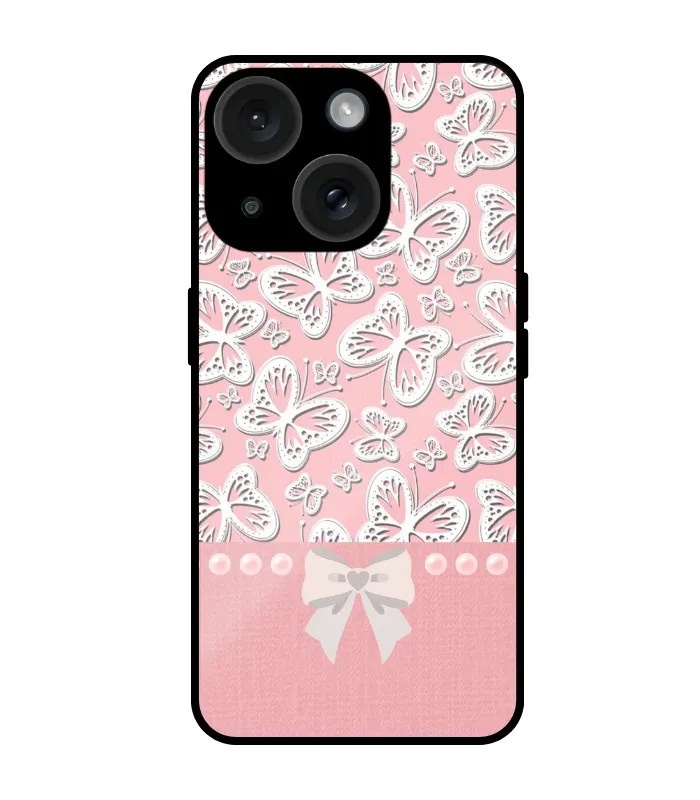 Butterfly with ribbon on case for iphone cute_0031 Butterfly Pink mobile cover for iphone 15 - Image 1