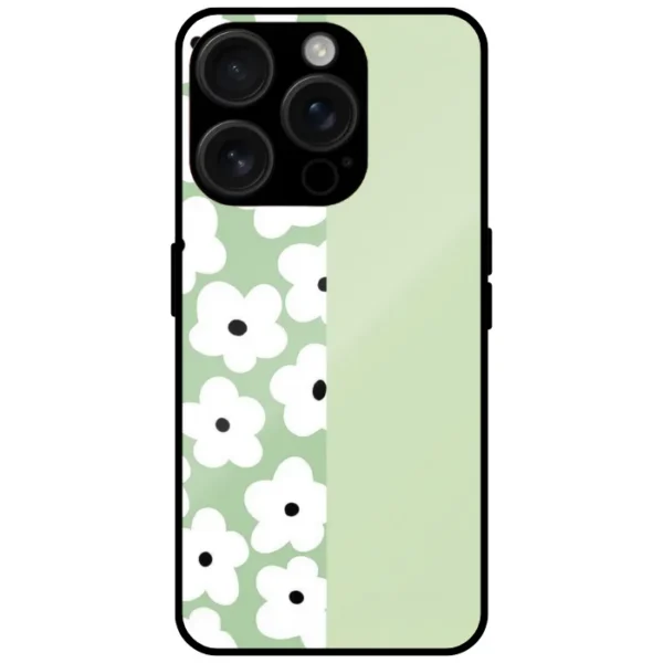 Green Flower Minimal Aesthetic Mobile Cover for iPhone 15 Pro