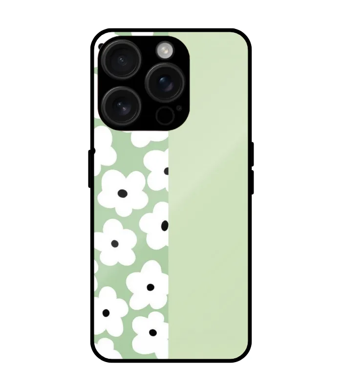 Pista color case for iphone 15 pro Green Flower Minimal Aesthetic Mobile Cover for iPhone 15 Pro - Image 1