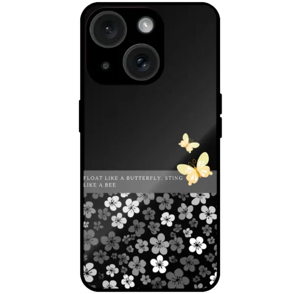 Premium Butterfly Black Mobile Cover For iPhone 15