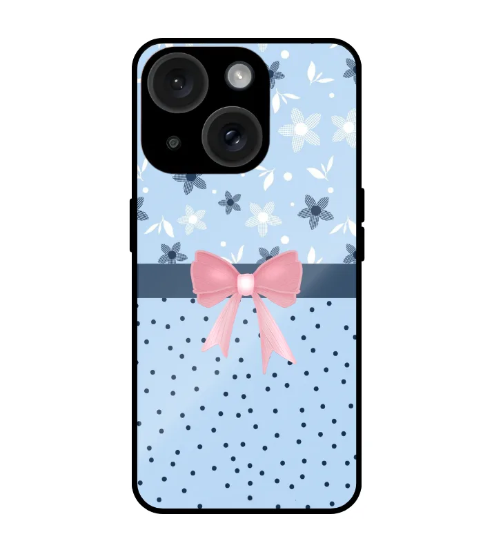 Sky Blue Cute pink ribbon case for iphonecute_0036 Sky blue ladies mobile cover for iphone 15 - Image 1