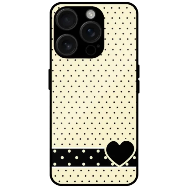 Black Heart Polka Dot Design Mobile Cover for iPhone 15 Pro