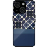 dark blue flower mobile cover for iphone 15