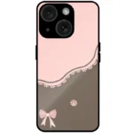 Peach Shiney Ribbon Design Mobile cover for iphone 15