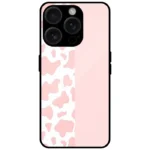 Pink Cow Print Aesthetic Mobile Cover for iPhone 15 Pro