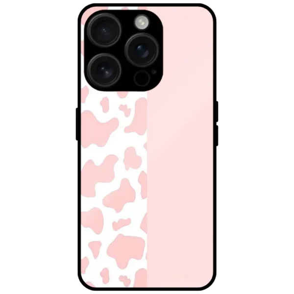 Pink Cow Print Aesthetic Mobile Cover for iPhone 15 Pro