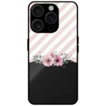 Diagonal Stripe Flower Design Mobile Cover for iPhone 15 Pro